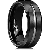 King Will Tungsten Carbide Wedding Band for Men Women-6/8/10mm Width Multicolor Available with Grooved Center Wedding Ring Suitable for Work, Gym Comfort Fit Size 4-16