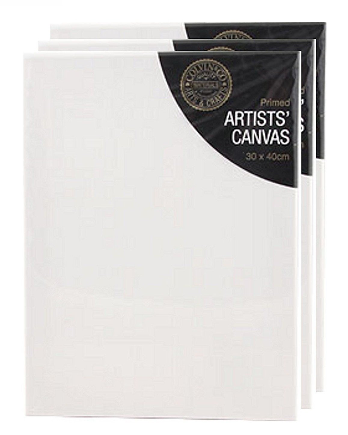 Pack of 3 Blank White Primed Artists Canvas with Wooden Frame 30 x 40cm x 1.7cm
