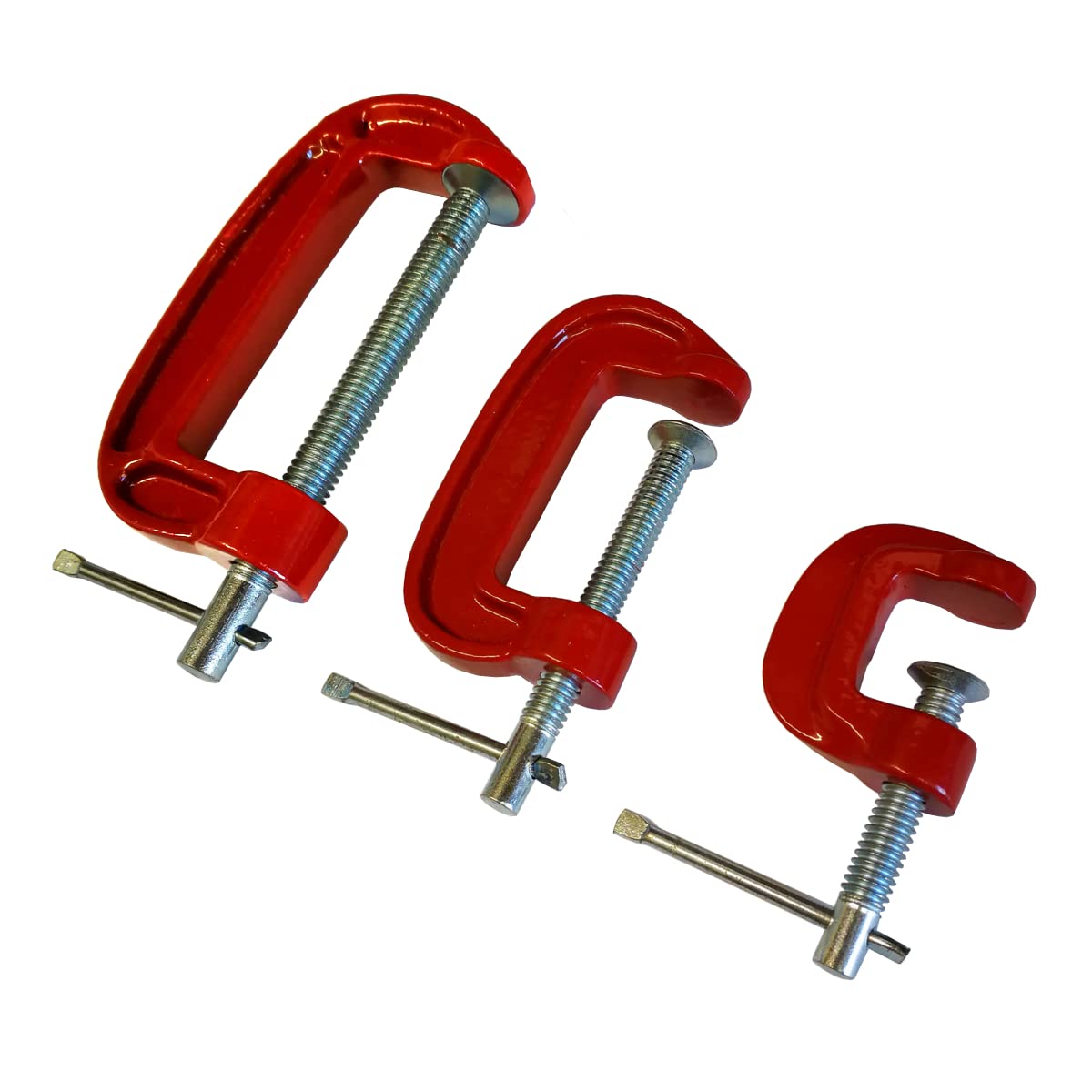 TZ 3Pc Mini G Clamp Set 25mm/50mm/75mm Red Metal Work
