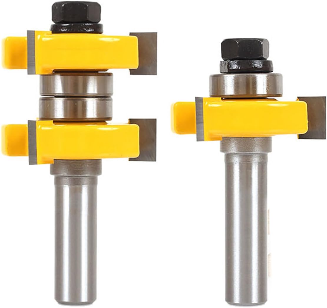 2pcs Tongue and Groove Router Bit Set 1/2" Shank 2 Bit 1-1/2" Stock Woodworking Cutter For Milling Tools
