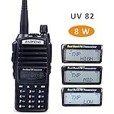 Baofeng UV-82 High Power Tri-Power 8/4/1-Watt Dual Band VHF 136-174MHz/UHF 400-520MHz Portable FRS Radio Two-Way Radio