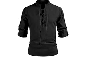 ATTBEA Mens Pirate Renaissance Costume Pirate Shirt Sleeveless Medieval Viking Gothic Celtic Pirate Vest for Men