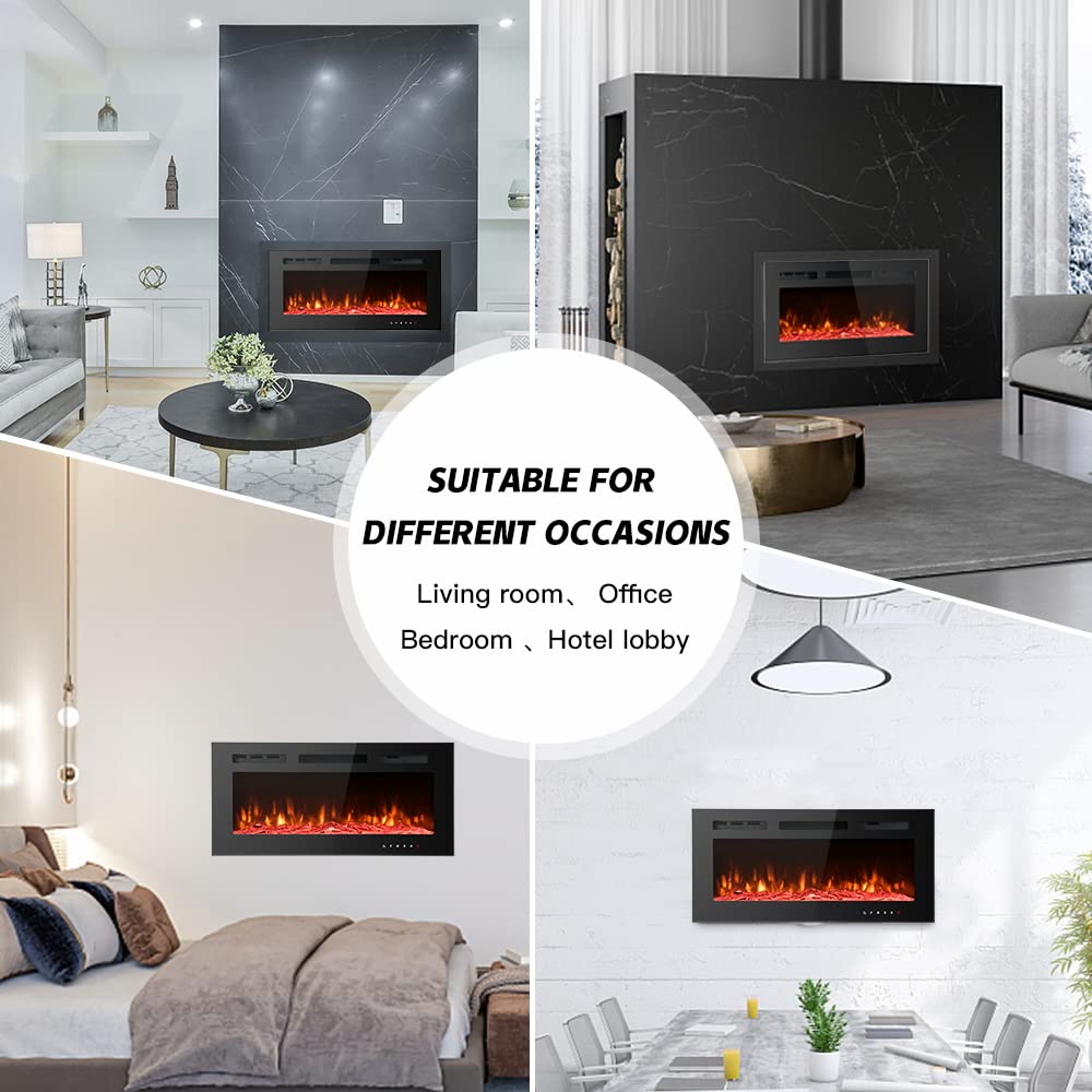 Maxhonor Chimenea Eléctrica Insertos Calentador Independiente para La Sala De Estar Chimenea Flotante con 12 Colores LED con Leños y Piedras, Calentadores Espaciales para Uso Interior, 1500W/750W,Negro,40inch Maxhonor Chimenea Eléctrica Insertos Calentador Independiente para La Sala De Estar Chimenea Flotante con 12 Colores LED con Leños y Piedras, Calentadores Espaciales para Uso Interior, 1500W/750W,Negro,40inch