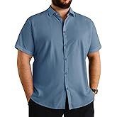 Runcati Mens Big and Tall Shirts Button Down Short Sleeve Plus Size Shirt Casual Summer Beach Vacation Tops