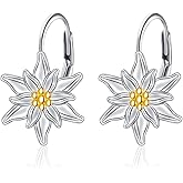 925 Sterling Silver Leverback Earrings Drop Dangle for Women Flower Jewelry Birthday Gift