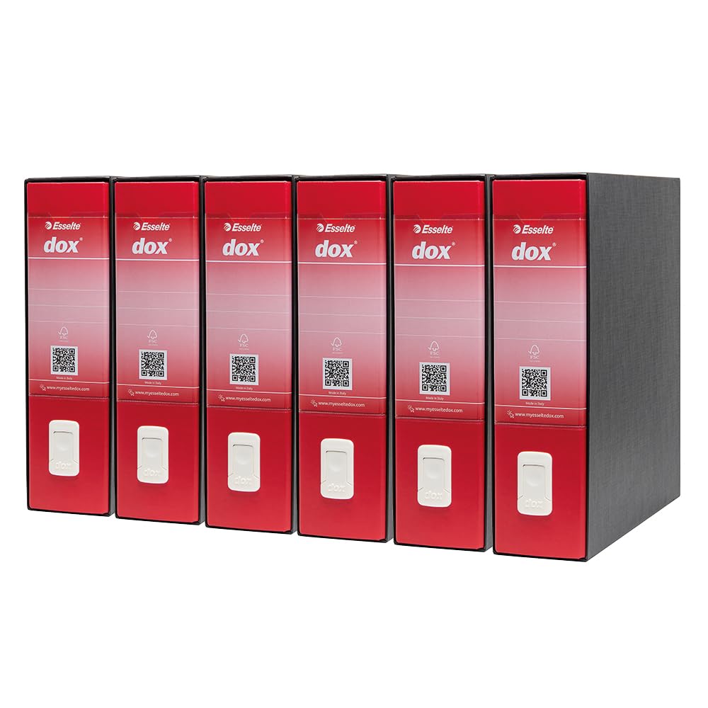 Esselte Dox 1 A4 Lever Arch File Red (Pack of 6)