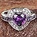 Emsione 925 Sterling Silver Plated Created Heart Amethyst Halo Womens Ring