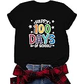 Binval Happy 100 Days of School Shirt Women Teacher Cute 100th Days Shirts