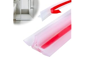 Honitra 43 Inches Shower Threshold Water Dam, Collapsible Shower Splash Guard/Shower Dam, Self-Adhesive Splash Guard for Shower Wet and Dry Bathroom Kitchen（Transparent)