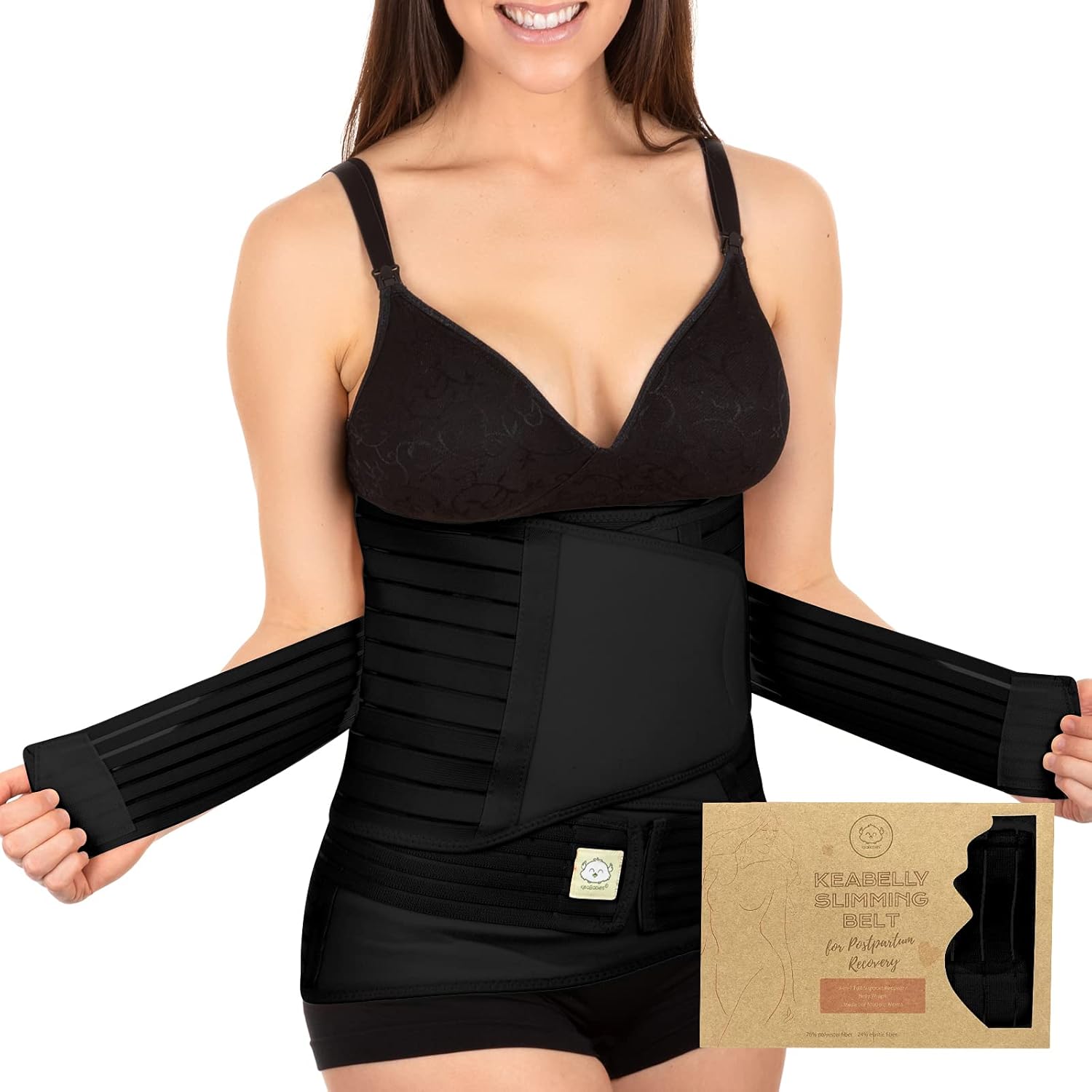 3 in 1 Postpartum Belly Support Recovery Wrap - Belly Band For Postnatal, Pregnancy, Maternity - Girdles For Women Body Shaper - Tummy Bandit Waist Shapewear Belt (Midnight Black, One Size): Health & Personal Care