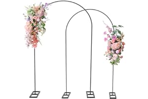 Queension 7.2FT & 6.6FT Arch Backdrop Stand, Metal Wedding Arch Stand for Ceremony, Backdrop Stand Arch Frame with Base for Birthday Party Baby Shower Balloon Arch Decorations, Black