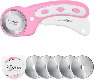 Headley Tools 45mm Rotary Cutter with 5 Extra Blades Pink Ergonomic Safe Lock