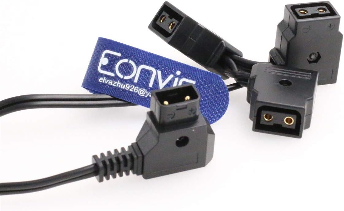 EONVIC Cable- D-Tap Male to 3 x Ptap Female Extension Cable For BMCC Anton V mount battery, Black, 2 Meters