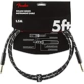 Fender Deluxe Series Instrument Cable, Guitar Cable, Guitar Accessories, Straight/Straight, Black Tweed, 5ft