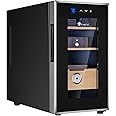 KingChii 23L Electric Cigar Humidors Temperature Control System, Cooling & Heating Humidor Cabinet with Spanish Cedar Wood Shelves & Hygrometer, Father's Day Gifts for Men (3 Layers 150 Capacity)