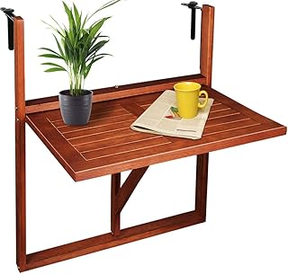 Deuba Balkonhängetisch Klappbar FSC®-zertifiziertes Akazienholz Hängend 64 x 45 cm Balkontisch Hängetisch Balkon Geländer