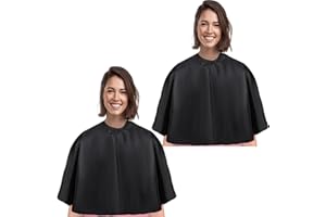 YELEGAI Short Barber Cape, Waterproof Nylon Salon Hair Cutting Cape, Makeup Artist Cape for Hair Dye, Comb-out, Styling, Shampoo