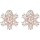 I Jewels Latest Stylish Rose Gold Plated Fashion Cubic Zirconia Diamoand & Pearl Stud Earrings For Women (E3272RG)