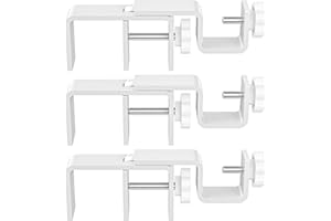 ONNEKA Outside Mounted Blinds Curtain Rod Bracket 1.3-2" Adjustable, Easy Install Tool-Free Anti-Slip, Over The Blinds Curtain Rod Holder for Curtains & Drapes, No Drill Curtain Rod Brackets, 3Pcs White