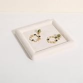 GemeShou Square velvet Jewerly display tray, Jewelry storage organizer plate, Empty Jewelry showcase tray for Necklace Bracelet Ring Earring display stand holder (Cream-Medium, 5.9 x 5.9 in)