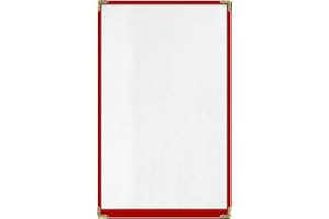 ACI SUPER POWER Goodsmart Restaurant Menu Covers – 25 Pack Red 2-View, Top-Loading Menu Holders, Vinyl & Plastic Café Menu Covers, Clear Menu Sleeves, Fits 8.5" x 14", Leather-Style Design, Gold Corners