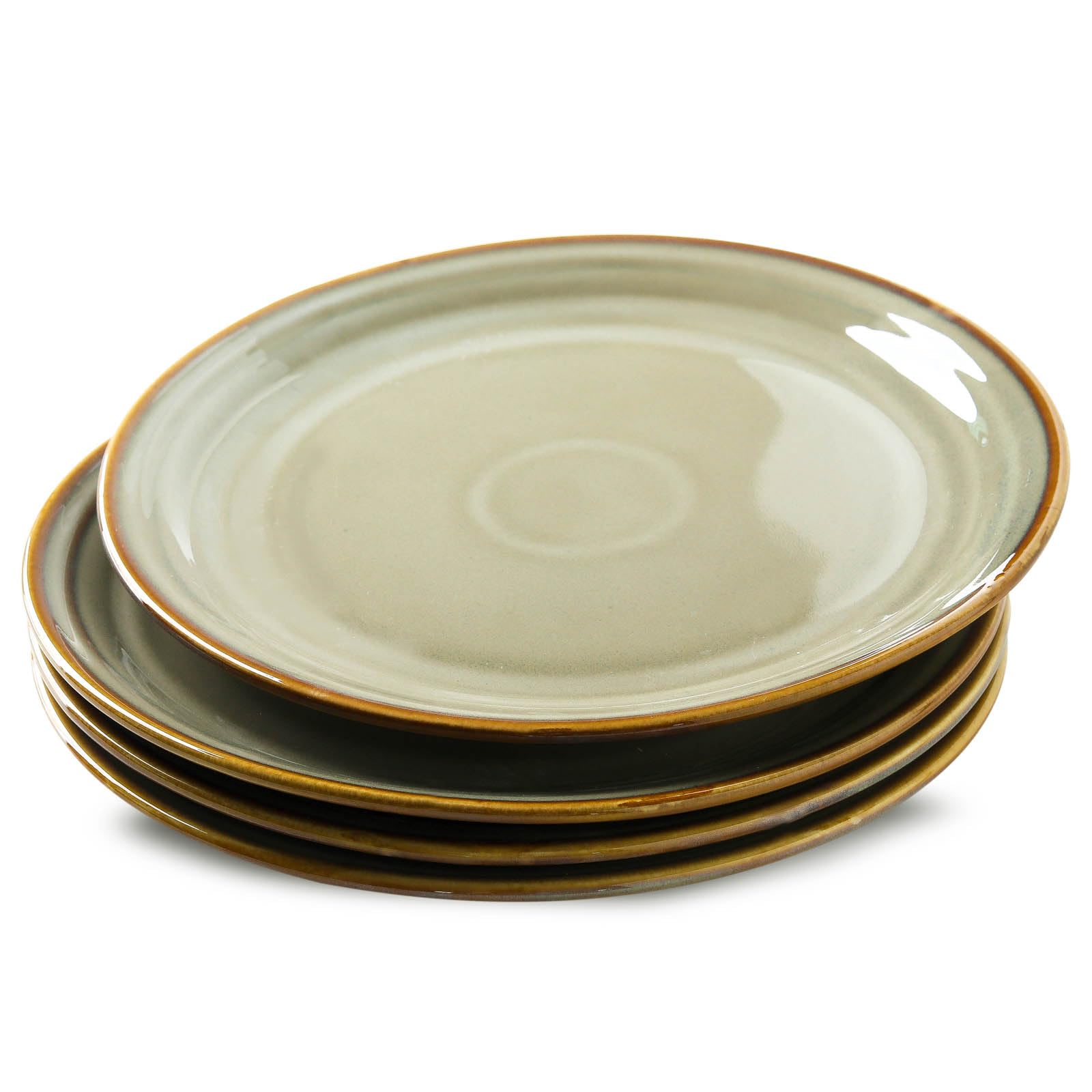 Photo 1 of Hasense Porcelain Dinnerware Set of 4, 10 Inch Ceramic Dinner Plates Set of 4 for Kitchen Counter, Large ceramic Dishes Set for Steak, Salad and Dinner, Microwave and Dishwasher Safe, Brown