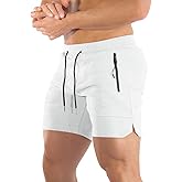 PIDOGYM Men's 5" Gym Workout Shorts,Fitted Jogging Short Pants for Bodybuilding Running Training with Zipper Pockets