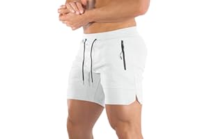 PIDOGYM Men's 5" Gym Workout Shorts,Fitted Jogging Short Pants for Bodybuilding Running Training with Zipper Pockets