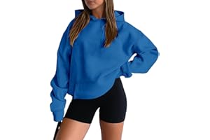 onlypuff Women Hoodies Casual Pullover Long Sleeve Sweatshirt Kangaroo Pocket Drop Shoulder Sweater