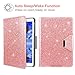 Dailylux Case for New iPad 9.7 Inch 2018/2017,Glitter Sparkle 360 Degree Rotating Stand Bling Case Luxury Faux Leather Case with Strap Auto Sleep/Wake Function Cover for iPad 9.7 inch-Rose
