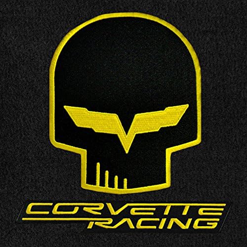 Lloyd Mats ® - Velourtex Ebony Front Floor Mats for Corvette C6 2005-13 with Yellow Jake and Corvette Racing Logo
