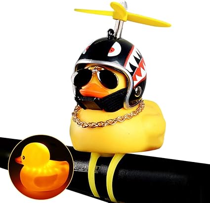 Amazon Com Wonuu Rubber Duck Toy Car Ornaments Yellow Duck Car Dashboard Decorations Squeeze Duck Bicycle Horns With Propeller Helmet For Adults Women Men Toys Games