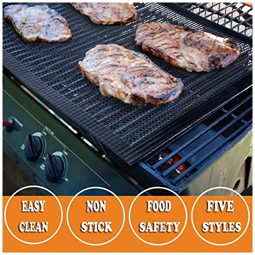 Tosuced BBQ Grill Mesh Mat Set of 5 NonStick Premium Grill Cooking