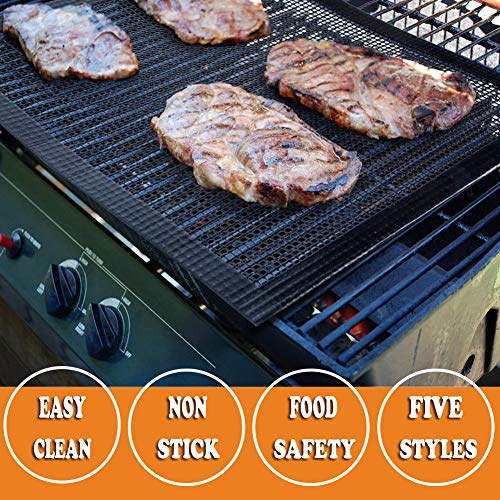 Tosuced BBQ Grill Mesh Mat Set of 5 NonStick Premium Grill Cooking