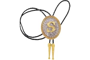 BOLATILT Western Initial Letter Bolo Tie for Men, Cowboy Rodeo ABCD to Z Leather Necklace, Cowgirl Western Accessory for Women