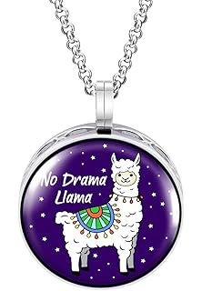 Wild Essentials No Drama Llama Enamel Finish Essential Oil Diffuser Necklace Gift Set - Includes Aromatherapy Pendant, 24" Stainless Steel Chain, 8 Color Refill Pads