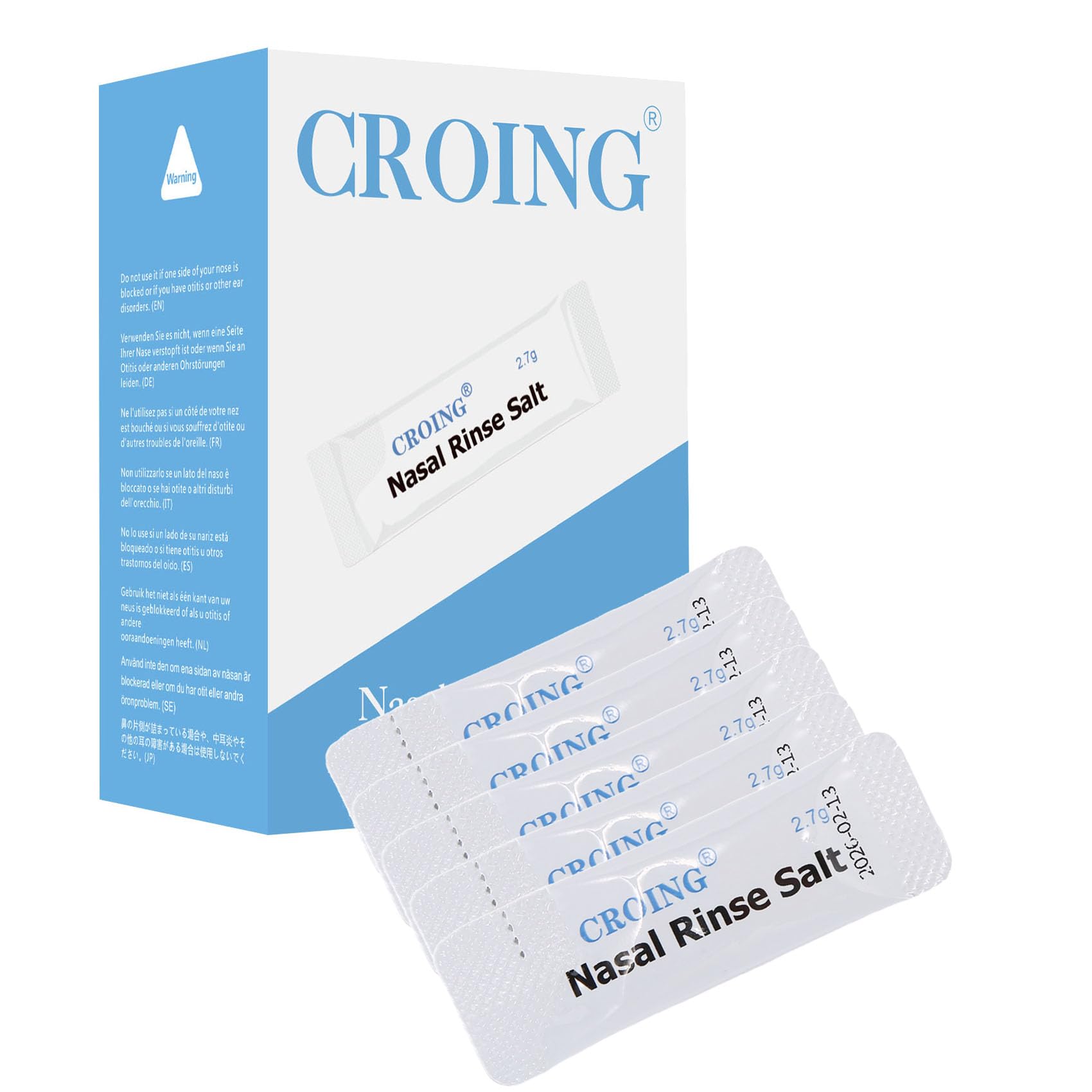 Croing Sinus Rinse Refill Packets (160 Salt Packs) for Nasal Wash Irrigation Systems - Perfect for Sinus & Allergy Relief - Cleanse Your stuffy Nose -All Natural and PH Balanced