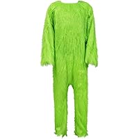 Green Big Monster Costume for Adult Christmas Furry Jumpsuit Pajama with Mask Deluxe Santa Claus Cosplay Outfits