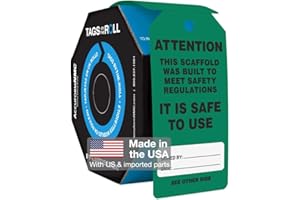AccuformNMC 100 Scaffolding Tags by-The-Roll, Attention - Scaffold is Safe to Use, US Made OSHA Compliant Scaffold Tags, Waterproof PF-Cardstock, Resists Tears, 6.25""x3"", TAR711, White