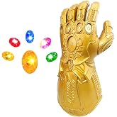 NDJLNZ LED Light Up Gold Infinity Gauntlet Halloween Infinity Gloves | Gems are Detachable and the LED Light Features Three Lighting Modes