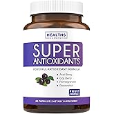 Super Antioxidants Supplement for Women & Men - High Potency Herbal & Fruit Blend with Acai, Goji, Pomegranate, Elderberry & Resveratrol for Skin Care & Immune Support - Vegan & Non-GMO - 60 Capsules