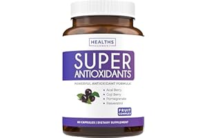 HEALTHS HARMONY Super Antioxidants Supplement for Women & Men - High Potency Herbal & Fruit Blend with Acai, Goji, Pomegranate, Elderberry & Resveratrol for Skin Care & Immune Support - Vegan & Non-GMO - 60 Capsules