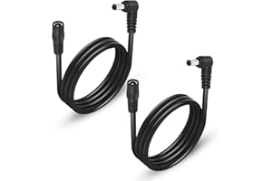 GINTOOYUN 2 Pack DC5525 Power Extension Cable, DC 5.5mm x 2.5mm Right Angle Male to Female Power Adapter Cable，3FT 18AWG Heavy Duty Cord for Strip Lihgt,CCTV,Car,Monitors,etc. 1M