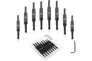 CCTSA Self Centering Drill Bits Set for Hinges, Center Drill Bits VIX Bit Set with Flat Plastic Storage Case for Wood Woodworking Door Window Cabinet Hinge Total 10 PCS (Black)