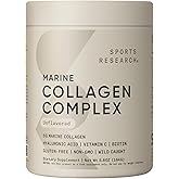 Sports Research Collagen Beauty Complex with Hyaluronic Acid, Vitamin C + Biotin | Pescatarian, Keto Certified & Non-GMO Verified - Unflavored (30 Servings)