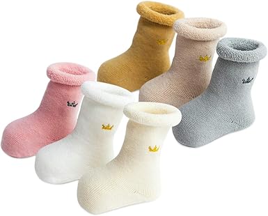 Dorriso 6 Paires Chaussette Enfants Chaussettes Chaudes Bebe Fille Garcon Baby Chaussette Chaussette Confortable Automne Hiver Printemps Coton Amazon Fr Vetements Et Accessoires