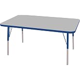 Norwood Commercial Furniture 36-Inch Adjustable Height Classroom Activity Table for Kids &amp; Adults, Rectangular Activity Table for School and Home, Blue