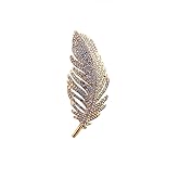 QLUYCKW Rhinestone Feather Brooches Pin for Women Men Dainty Fashion Gold Silver Crystal Feather Leaf Brooch Lapel Pins Clothing Bag Dress Birthday Party Jewelry