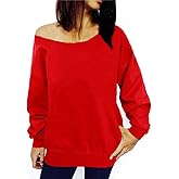 RJXDLT Women's Off Shoulder Casual Sweatshirt Pullover Long Sleeve Slouchy Shirt Top Blouse