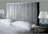 Portland Lined Headboard 24" H Silver Velvet for Divan Beds 3FT Single